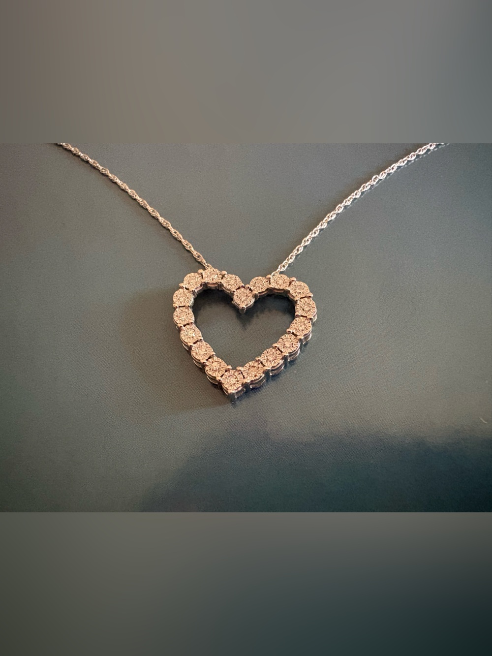 Sterling Silver Heart Necklace with Lab Grown Diamond 18”